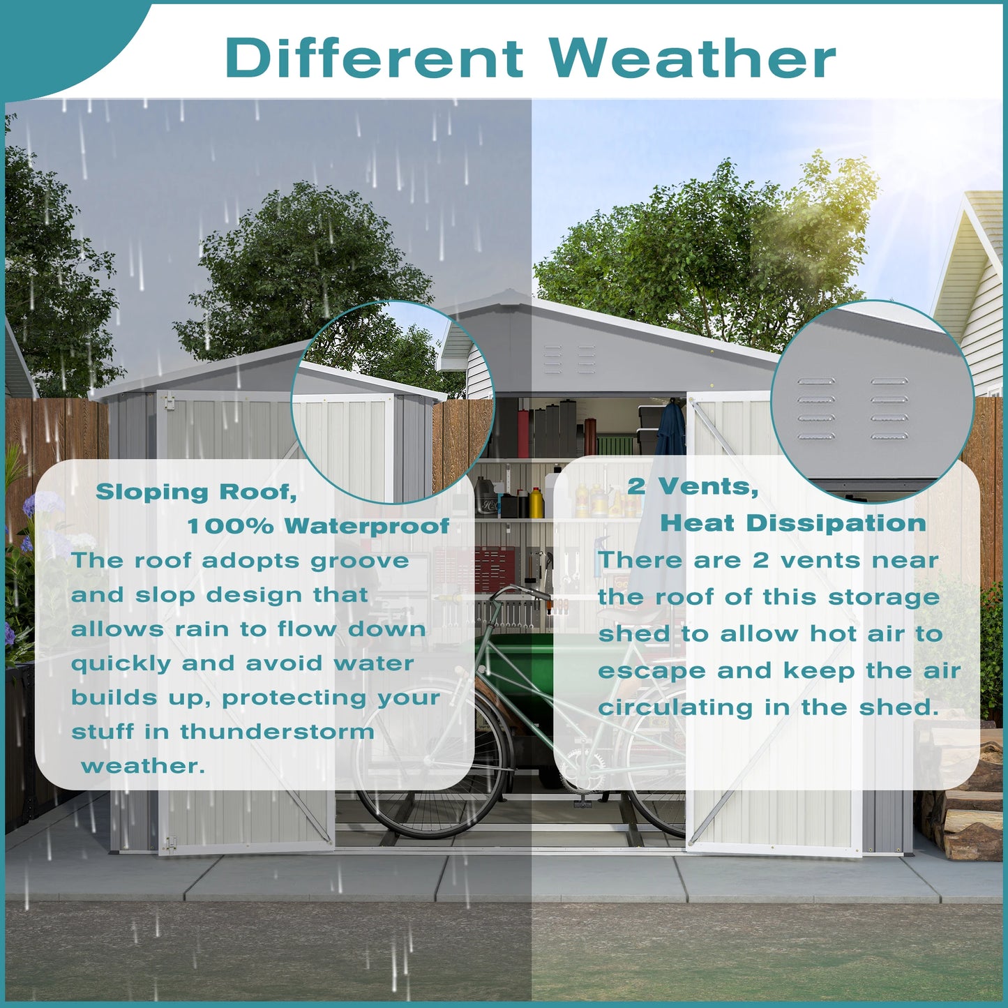 10X12-FT Steel Utility Tool Sheds w/Floor Frame