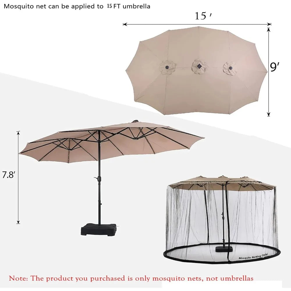 15FT Mosquito Netting for Patio Umbrella, 10x10
