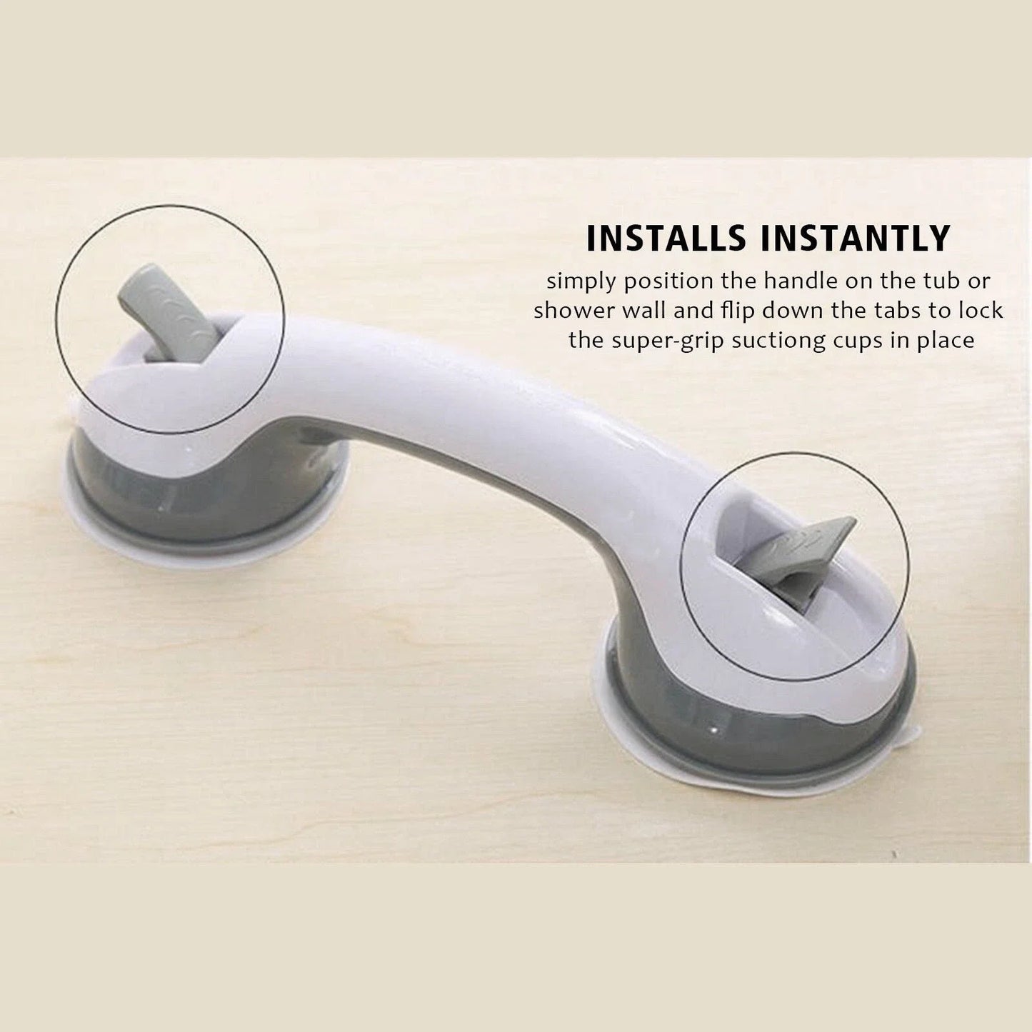 2-Piece Suction Grip Shower Tub Grab Bar