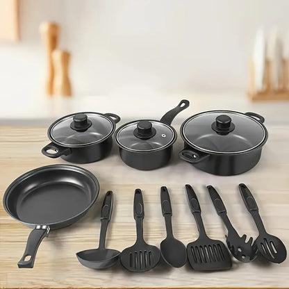 13-Piece Nonstick Cookware Set Black