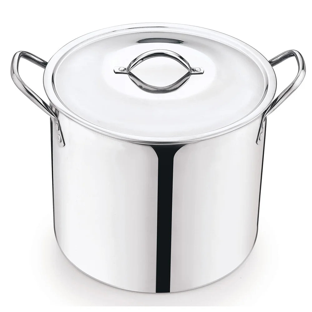 12-Quart Stainless Steel Stock Pot w/Metal Lid                 Stay Cool Handles Heavy Duty Cookware Soup Stew Boiling Ideal Kitchens