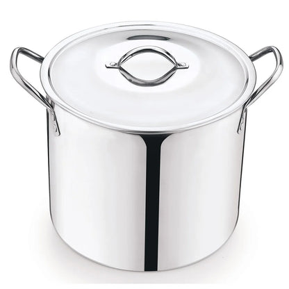 12-Quart Stainless Steel Stock Pot w/Metal Lid                 Stay Cool Handles Heavy Duty Cookware Soup Stew Boiling Ideal Kitchens