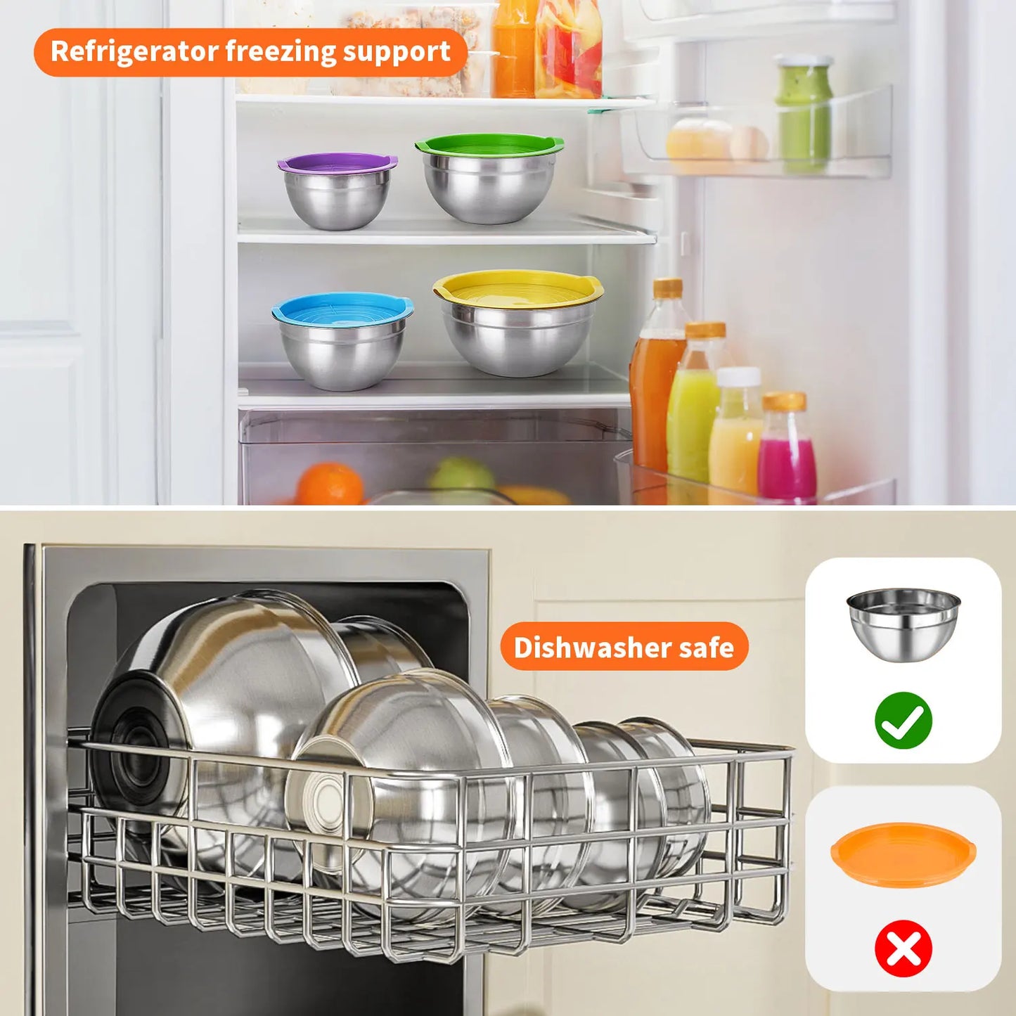 29-Piece Stainless Steel Mixing & Serving Bowl Set - Various Sizes Premium Kitchen Essentials for Mixing and Serving - Non-Slip