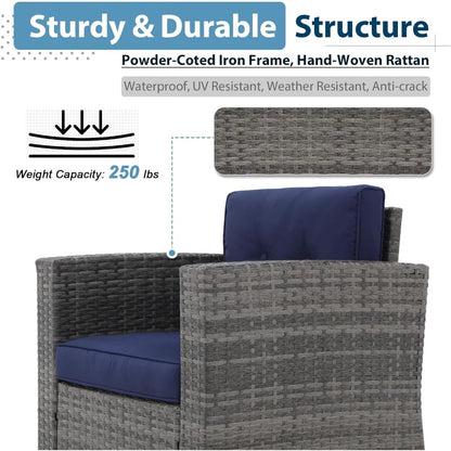 7-Piece All-Weather Patio Furniture- Wicker Sectional & Ottoman