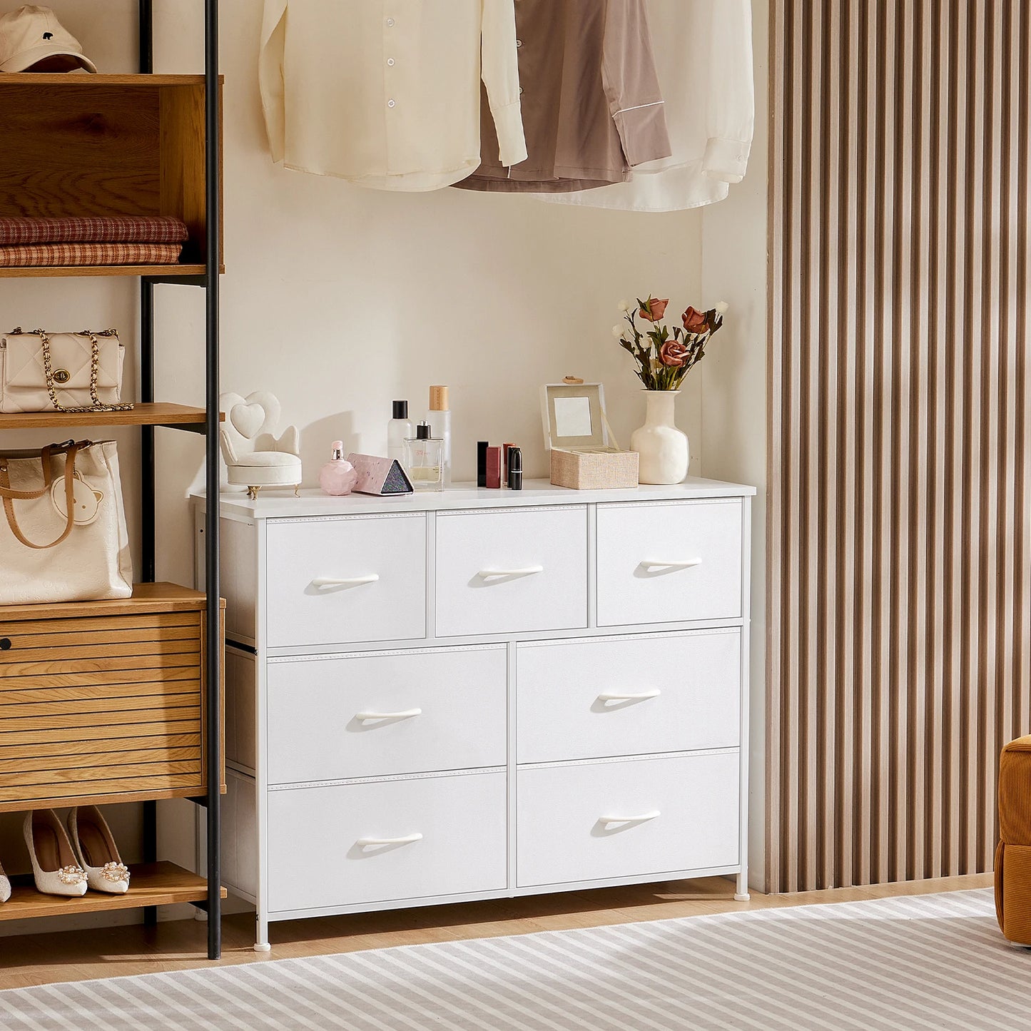 Wardrobes For Bedroom- 5/7/10 White Fabric Drawers