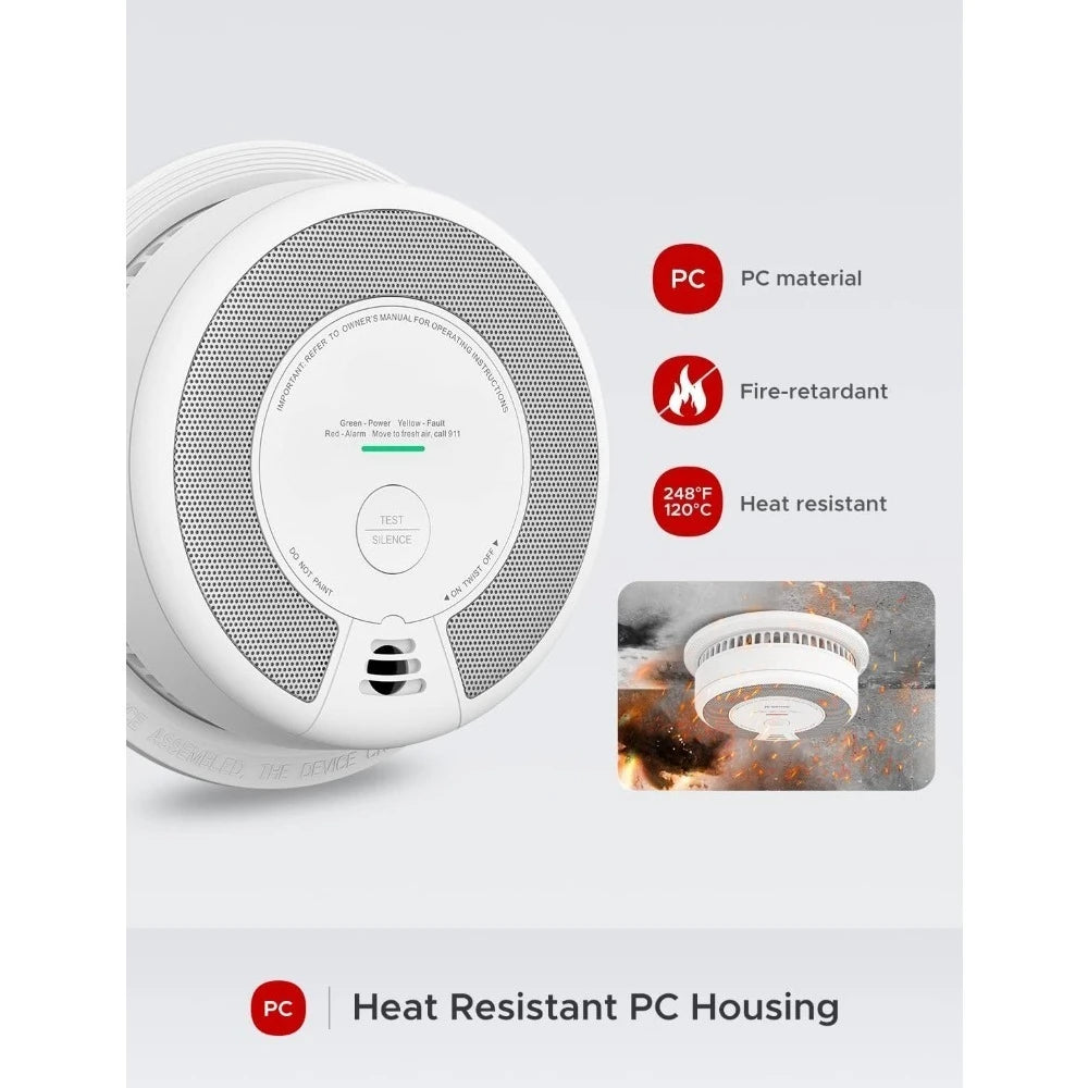 3-Pack, 2-in-1 Smoke & Carbon Monoxide Detector Alarm