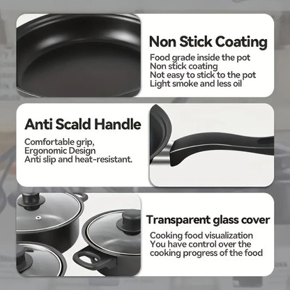 13-Piece Nonstick Cookware Set Black