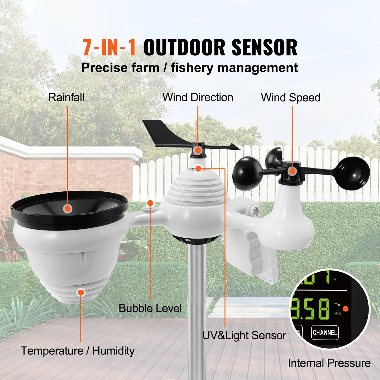7-in-1 Solar Wi-Fi Weather Station Color Display