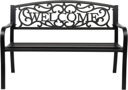 Customizable Black Metal Outdoor Bench for Patio