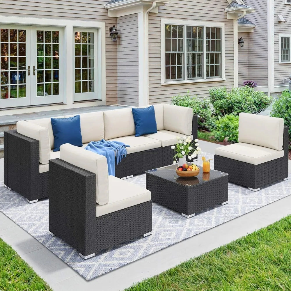 7-Piece Patio Conversion Furniture Set, Sectional Sofa