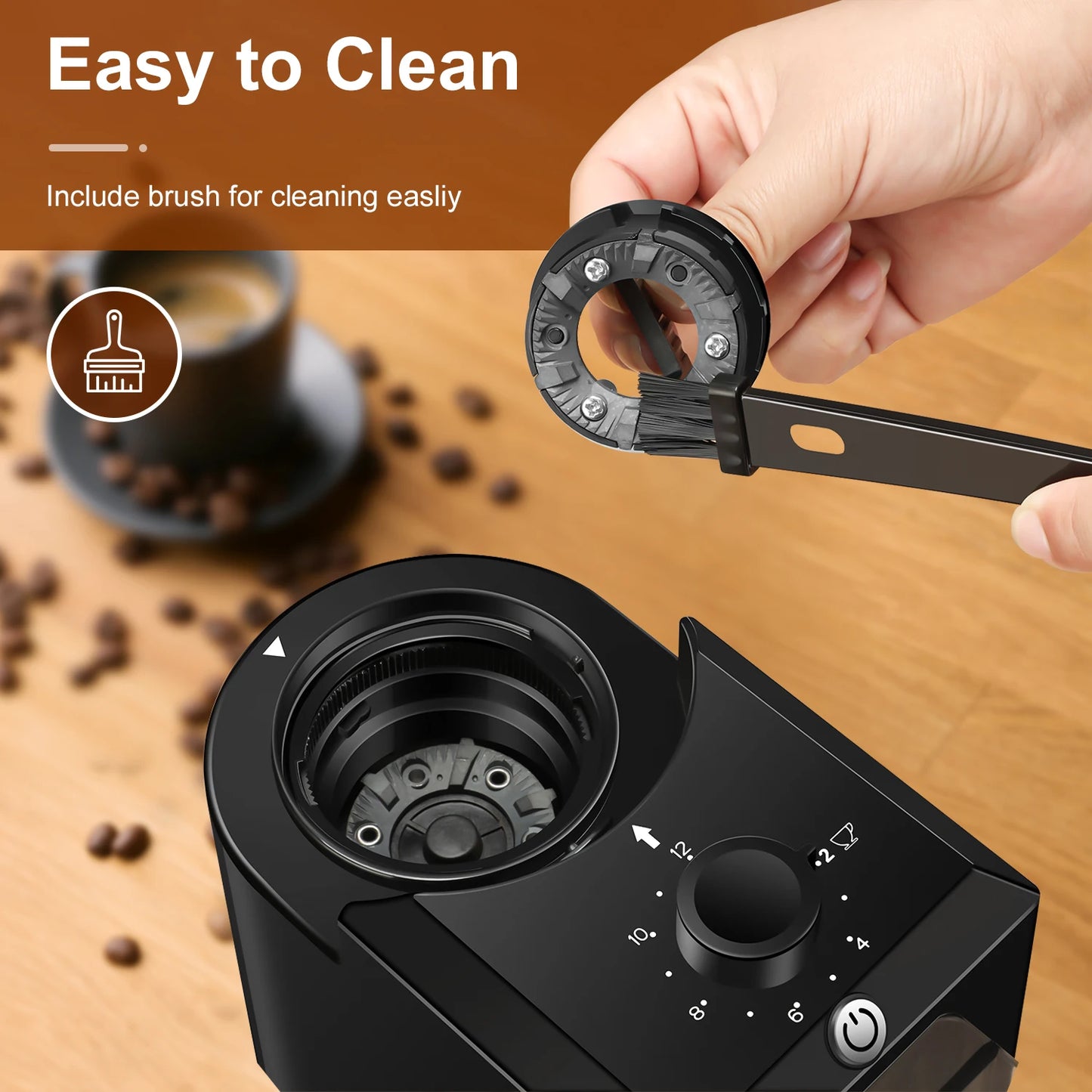 Automatic Electric Burr Mill Coffee Bean Grinder Electric Coffee Bean Grinding With 28 Adjustable Gears for Espresso French Press Drip Coffee