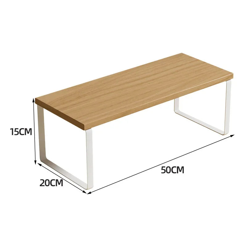 Simple Kitchen Cabinet Organizer Shelf- Wood & Metal         Kitchen Counter Shelves Kitchen Storage Spice Rack Stackable Metal and Engineered Wood