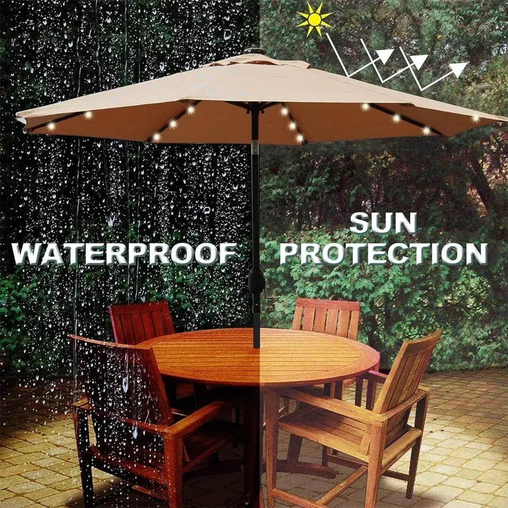 Lighted 9-foot Outdoor Patio Umbrella For Deck