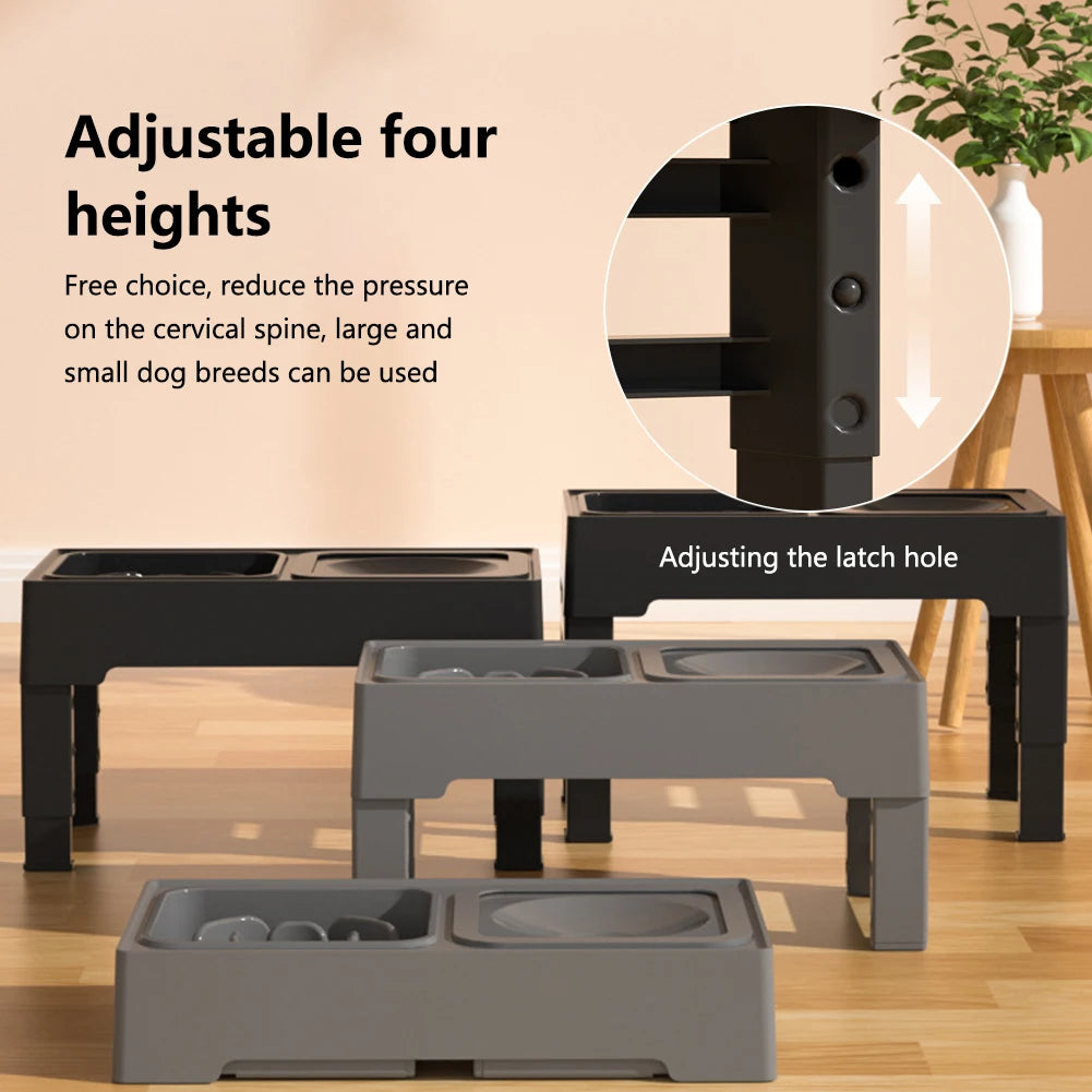 Pet Slow Feed Bowl- Large, Adjustable Height