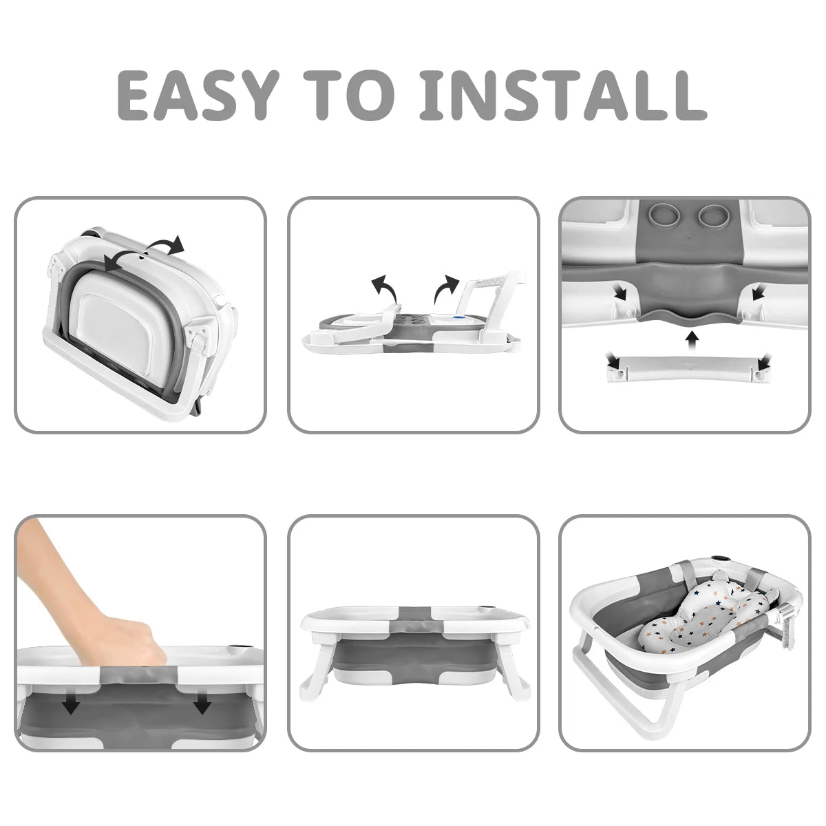 Foldable Baby Bathtub- Soft Cushion & Thermometer