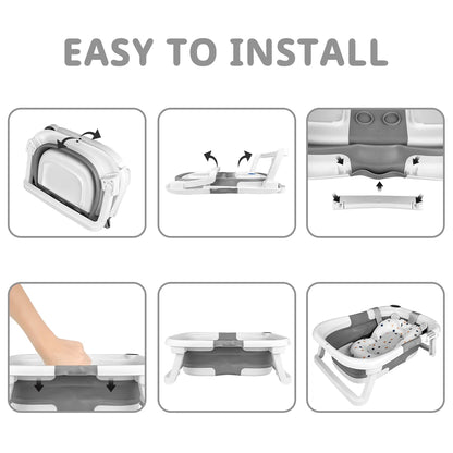 Foldable Baby Bathtub- Soft Cushion & Thermometer