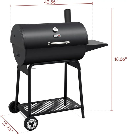 30 Inch Barrel Black Charcoal Outdoor Grill