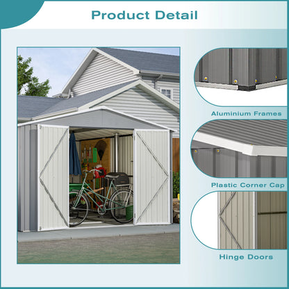 10X12-FT Steel Utility Tool Sheds w/Floor Frame