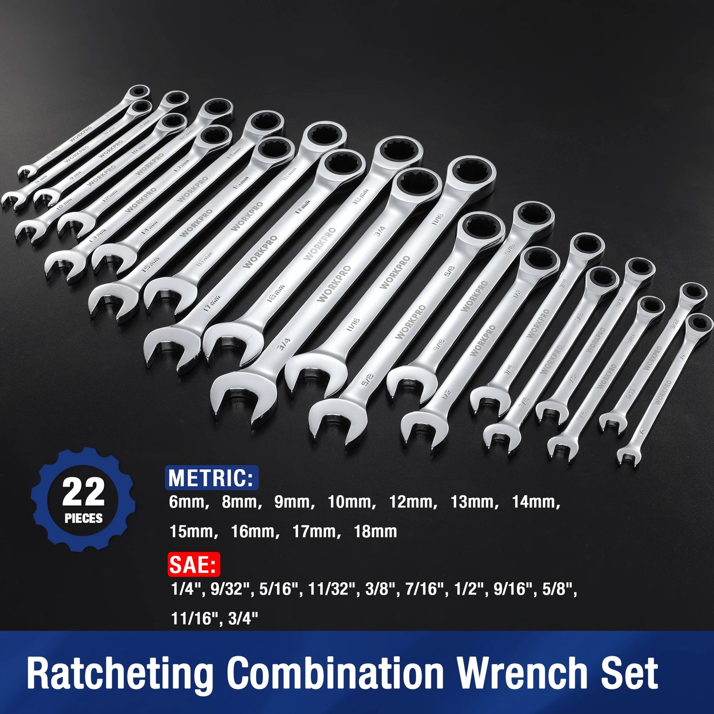 23-pc Ratcheting Wrench Set with Box