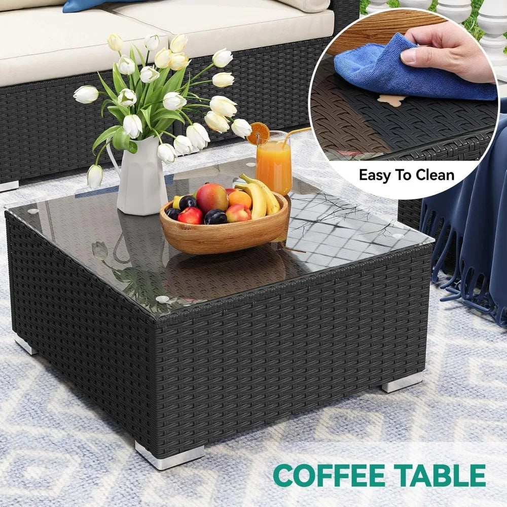 7-Piece Patio Conversion Furniture Set, Sectional Sofa