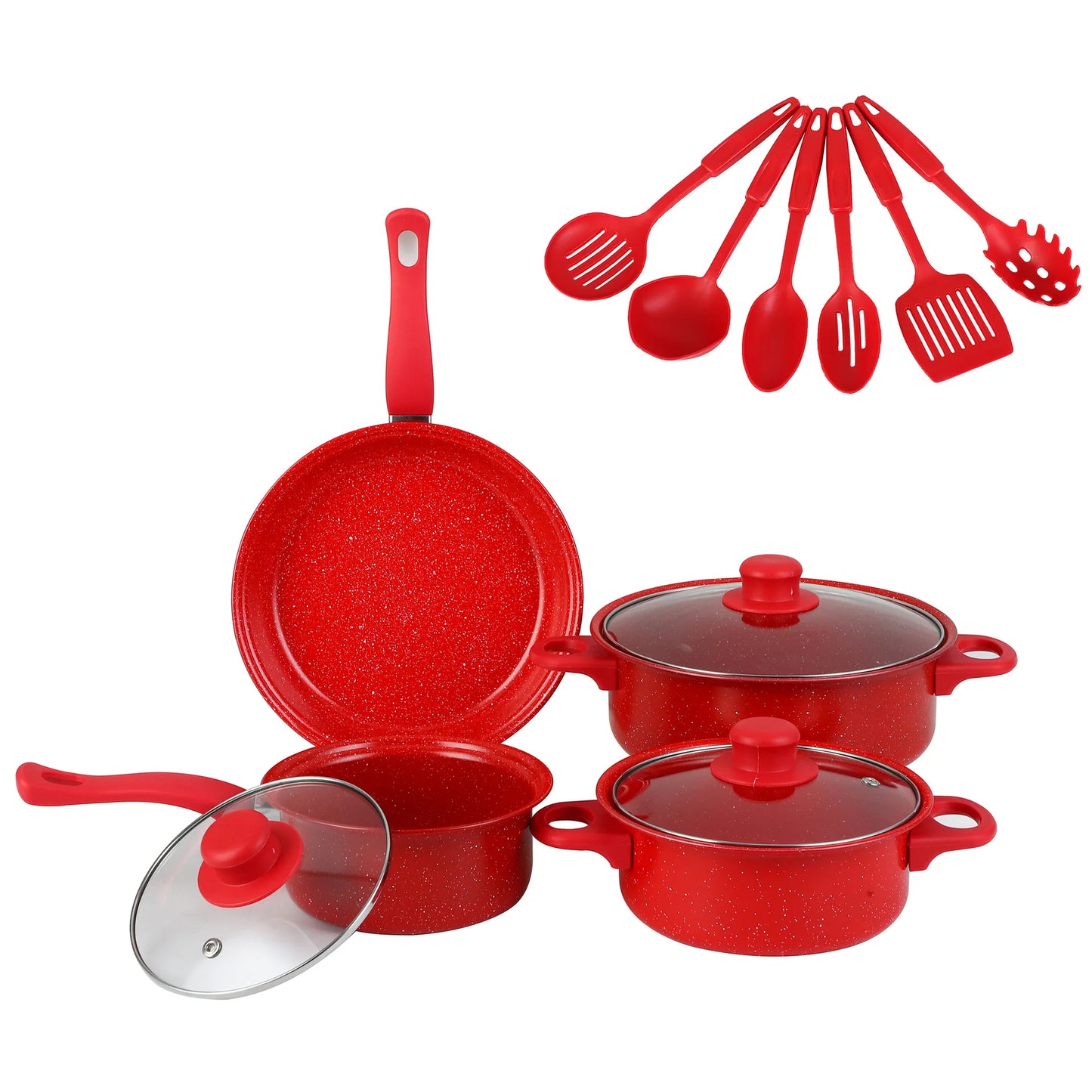 Durable 13-Piece Ceramic Non-Stick Cookware Set  w/Utensils