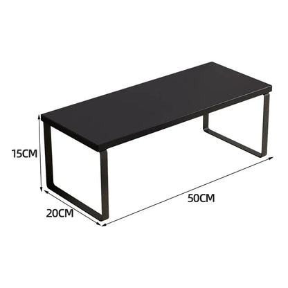 Simple Kitchen Cabinet Organizer Shelf- Wood & Metal         Kitchen Counter Shelves Kitchen Storage Spice Rack Stackable Metal and Engineered Wood