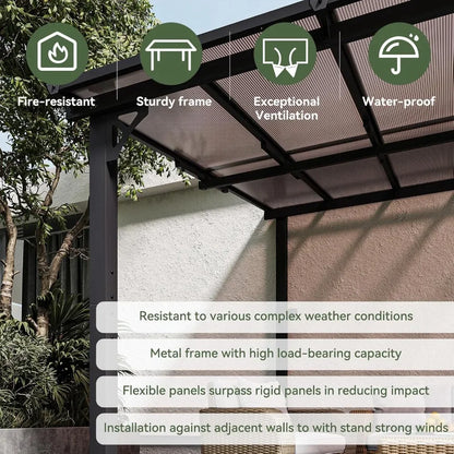 10' x 12' Wall-Mounted Gazebo Pergola With Sloped Roof