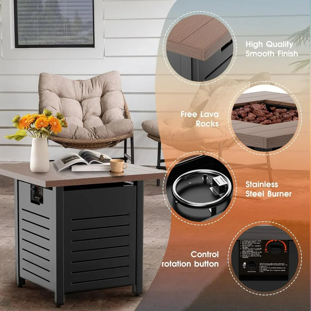 Outdoor 28-inch Propane Gas Firepit Table