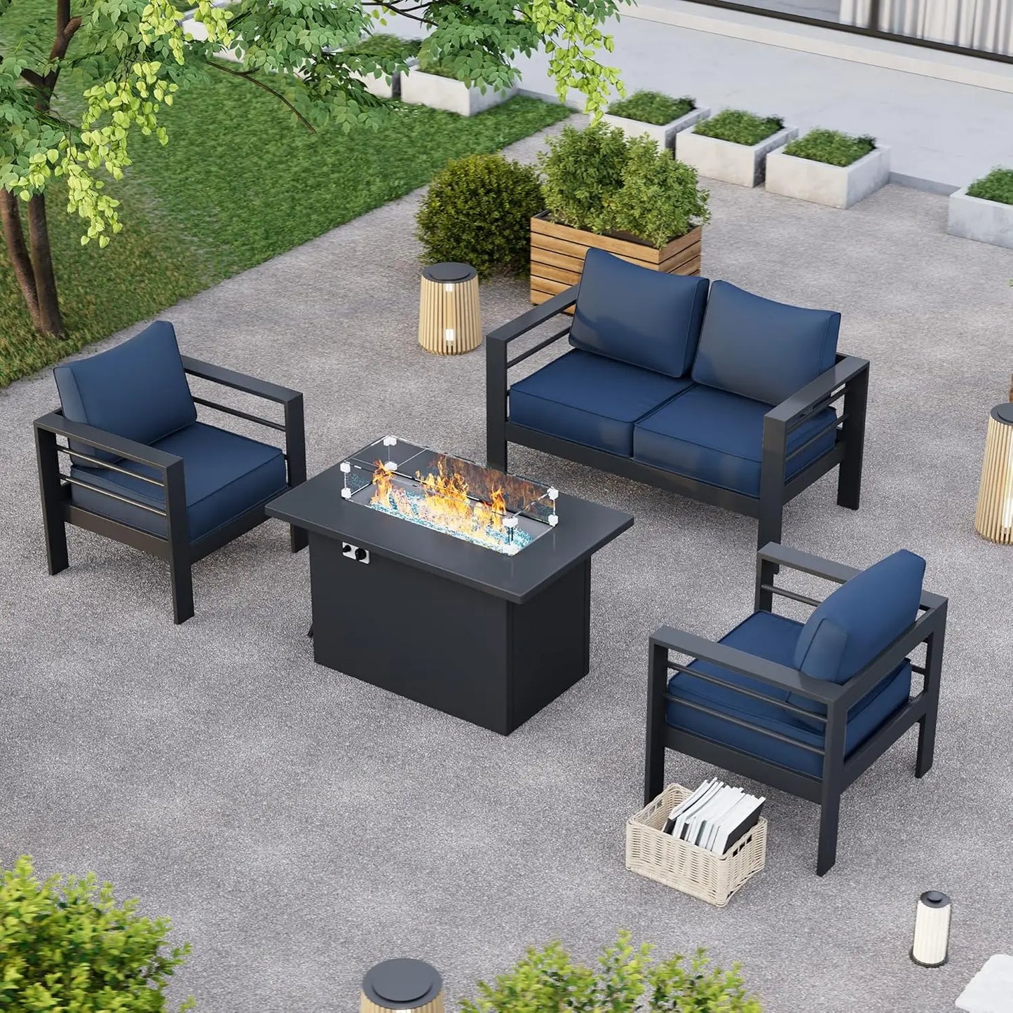 6-pc Aluminum Outdoor Furniture Set- Waterproof Covers