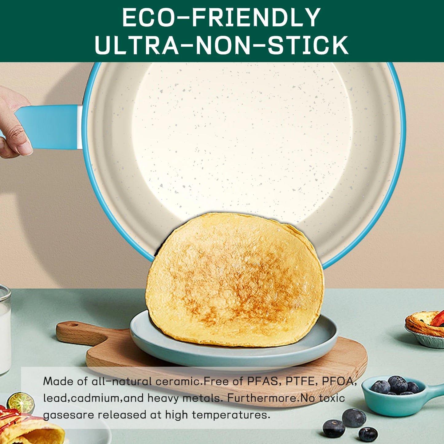 Durable 13-Piece Ceramic Non-Stick Cookware Set  w/Utensils