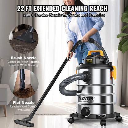 Stainless Steel Powerful Wet Dry Shop Vacuum Wet  Dry Vac Powerful Suction  Small Shop Vac Perfect for Carpet Debris  Pet  Hair