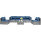 Gray Outdoor Wicker Sectional Sofa, Chairs, Table