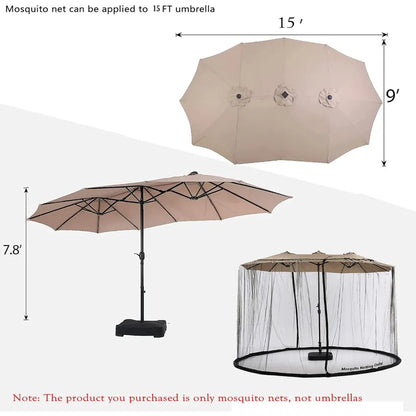 15FT Mosquito Netting for Patio Umbrella, 10x10