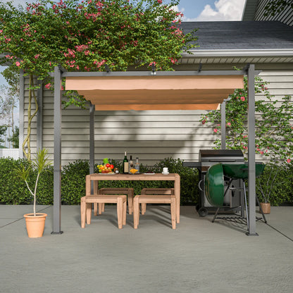 10' x 10' Aluminum Patio Pergola with Retractable Canopy