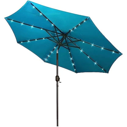 Lighted 9-foot Outdoor Patio Umbrella For Deck