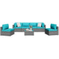 Gray Outdoor Wicker Sectional Sofa, Chairs, Table