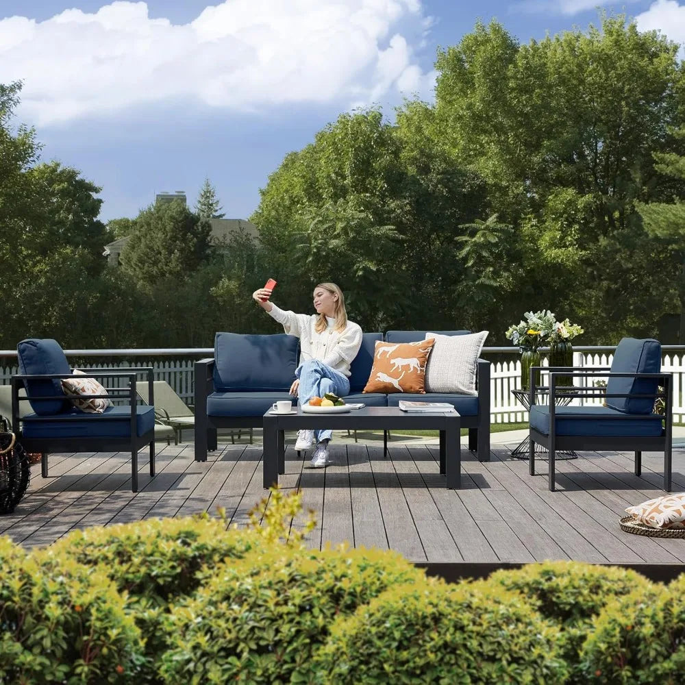 6-pc Aluminum Outdoor Furniture Set- Waterproof Covers