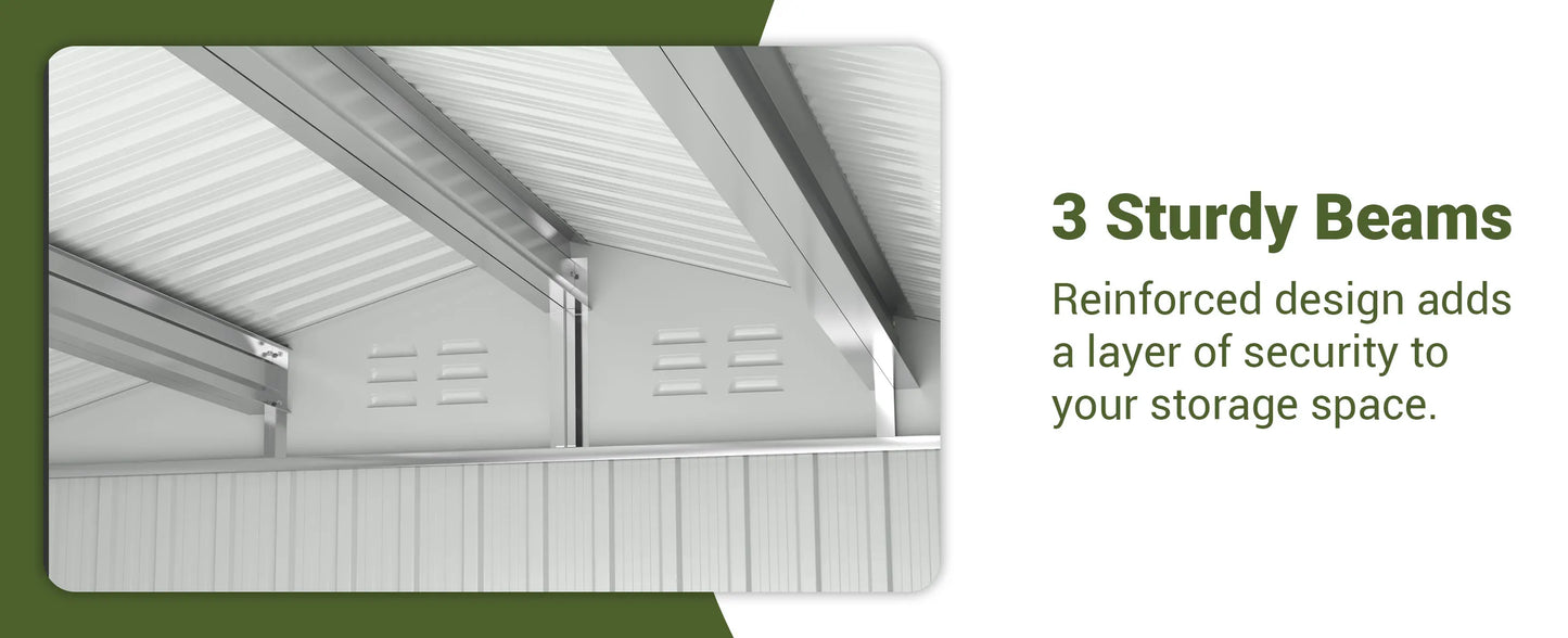 10'x10'~12'x18' Lockable Metal Storage Heavy-Duty Frame Shed