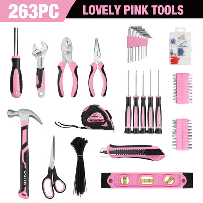 263-Piece Pink Home Repairing Tool Set