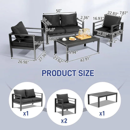 Dark Gray or White Aluminum Sectional Furniture Set