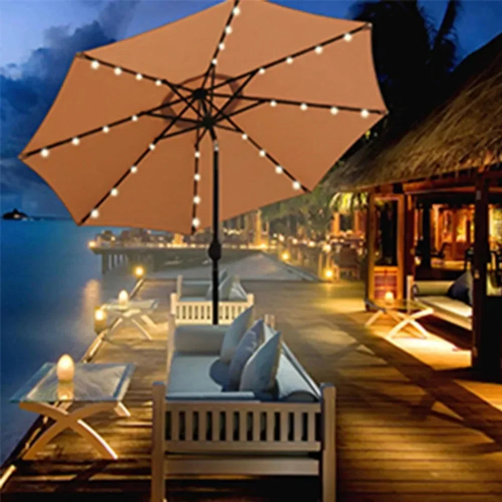 Lighted 9-foot Outdoor Patio Umbrella For Deck
