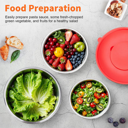 29-Piece Stainless Steel Mixing & Serving Bowl Set - Various Sizes Premium Kitchen Essentials for Mixing and Serving - Non-Slip