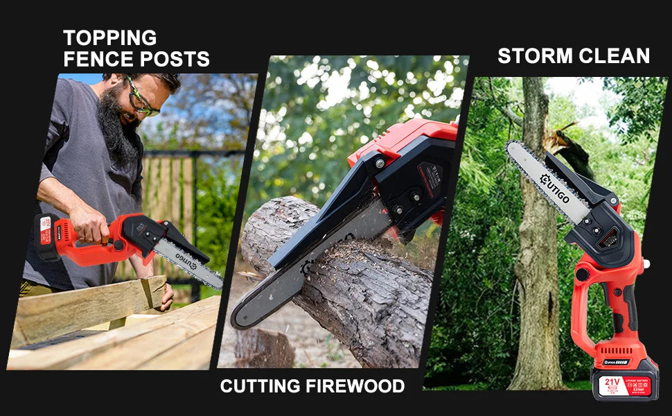 8-inch portable brushless chainsaw, two 21volt batteries