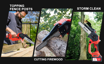 8-inch portable brushless chainsaw, two 21volt batteries