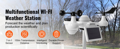 7-in-1 Solar Wi-Fi Weather Station Color Display