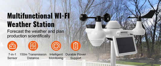 7-in-1 Solar Wi-Fi Weather Station Color Display
