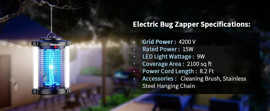 Outdoor Mosquito Bug Zapper w/Dual LED Light