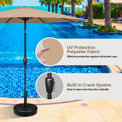 9' Outdoor Patio Umbrella, Push Button Tilt/Crank