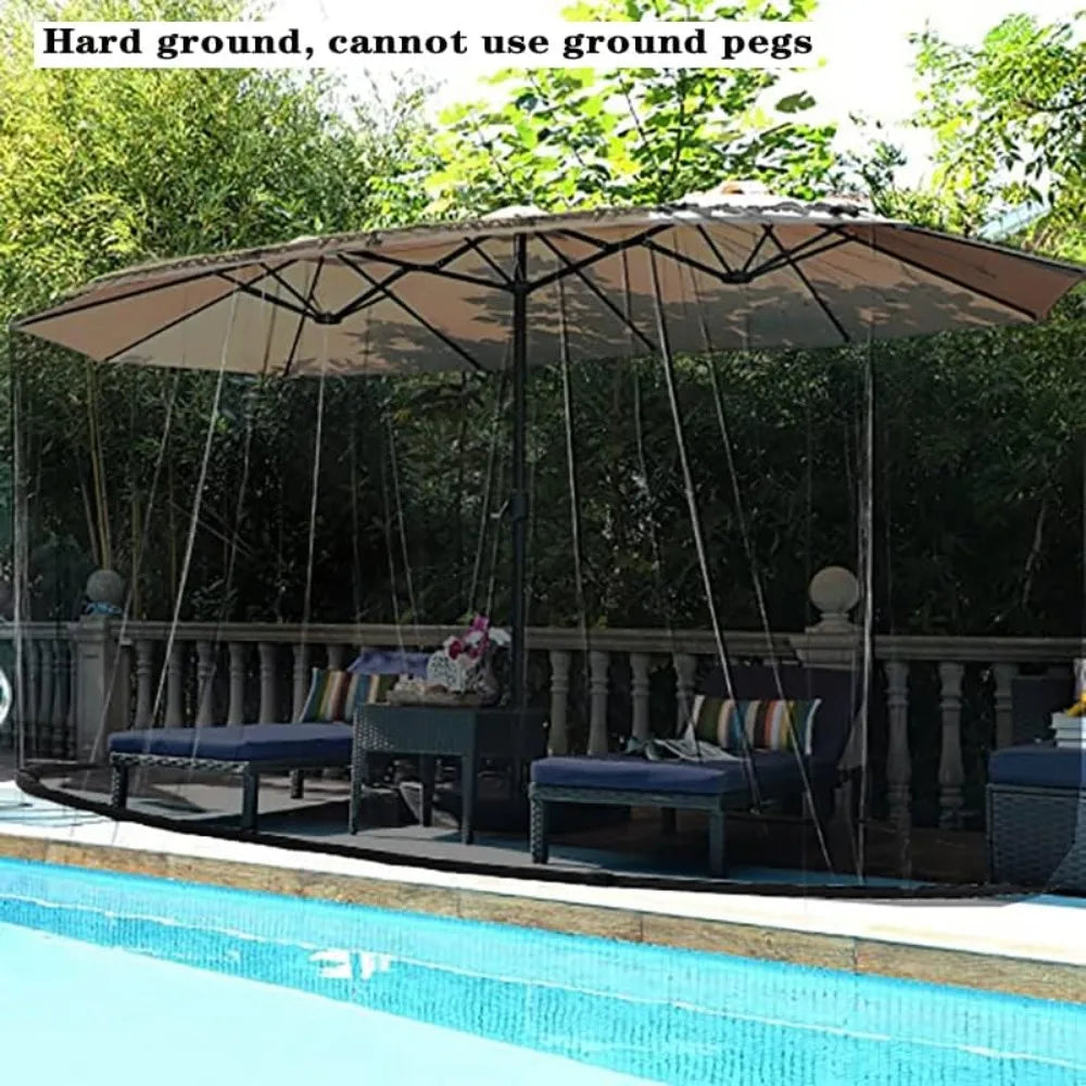15FT Mosquito Netting for Patio Umbrella, 10x10