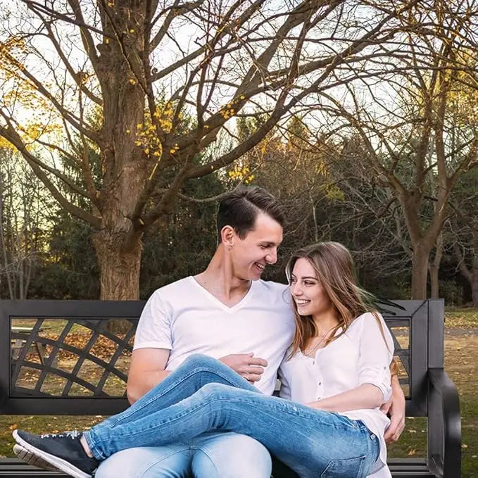 Outdoor Steel and Plastic Patio Bench